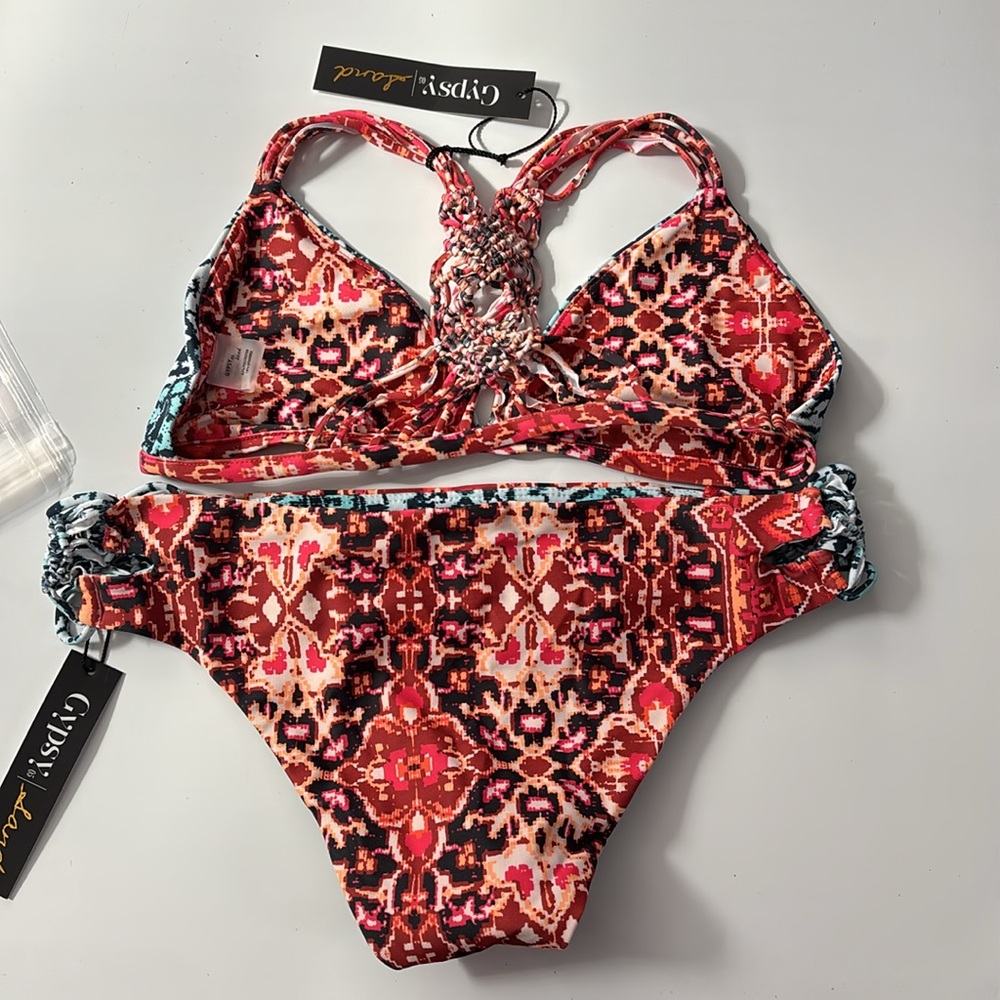 GYPSY 05  Bikini Racerback Top Cheeky Bottoms Multi Aqua - Picture 5 of 7